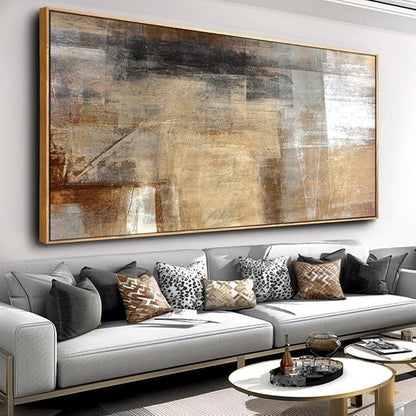 Wall Art Abstract Wall Decor Yellow Black Ink Canvas Painting Modern Artwork for Living Room Bedroom Dining Room Home Office Decor 20"x40" with Framed