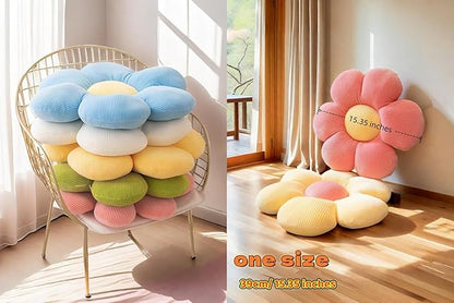 2Pcs Flower Pillow Preppy Cute Throw Pillows for Girls Aesthetic Room Decor Bedding, 15.35" Daisy Shaped Pink Floral Throw Pillow Decorative Cushion for Bedroom Sofa Couch Classroom