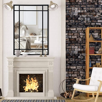 HQiJun Black Rectangle Mirror, Farmhouse Decorative Wall Mirror for Entryway, Living Room, Bedroom, Hallway, Fireplace, Accent Wall Decor (Black1, 39'' x 27'')