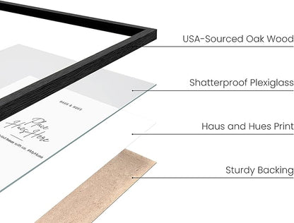 HAUS AND HUES 18x24 Black Oak Frame Set of 3 - Wooden Poster Holders for Wall Art