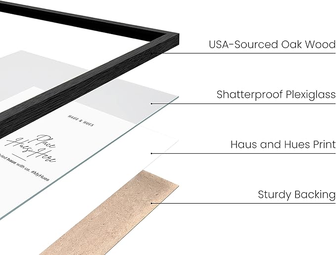 Haus and Hues 20x30 Black Oak Wood Picture Frames Set of 25 - Premium Bulk Picture Frames 20x30 Bundle - Elegant Gallery Wall Frame Set for Posters, Art Display - Ideal for Wall Decor in Home & Office