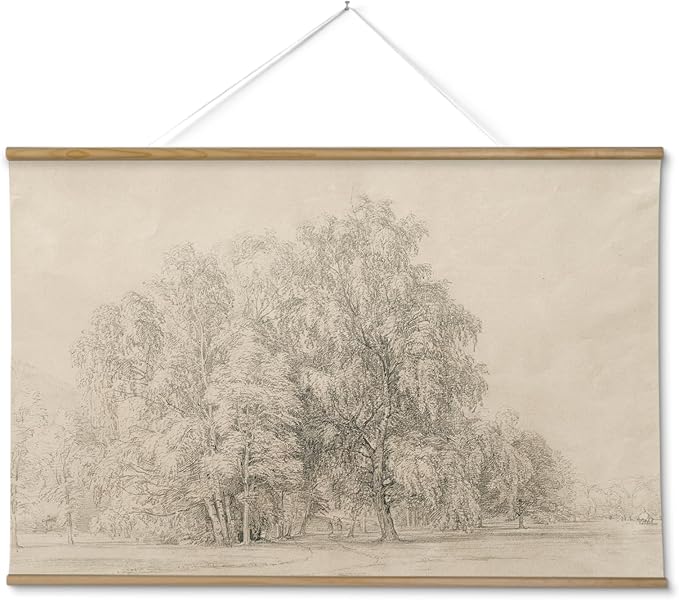 InSimSea 36x54 Large Canvas Scroll Wall Art, Sketch tree Nature Landscape Hanging Painting, Farmhouse Wall Decor for Living Room, Bedroom, Dining Room, Study, Office