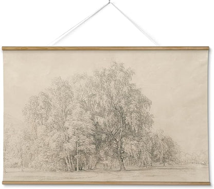 InSimSea 36x54 Large Canvas Scroll Wall Art, Sketch tree Nature Landscape Hanging Painting, Farmhouse Wall Decor for Living Room, Bedroom, Dining Room, Study, Office
