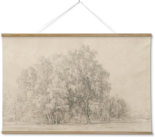 InSimSea 36x54 Large Canvas Scroll Wall Art, Sketch tree Nature Landscape Hanging Painting, Farmhouse Wall Decor for Living Room, Bedroom, Dining Room, Study, Office