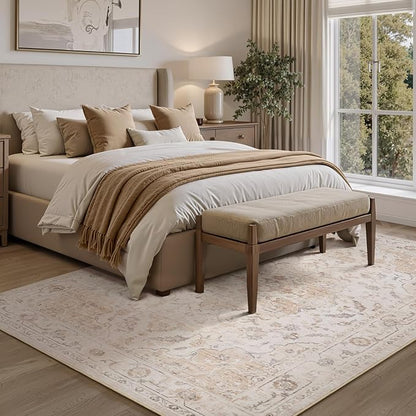 PADOOR 6X9 Area Rug,Rugs for Living Room,Soft Beige Rugs for Bedroom,Machine Washable Rug Non Slip Carpet for Dining Room Living Room Bedside Office
