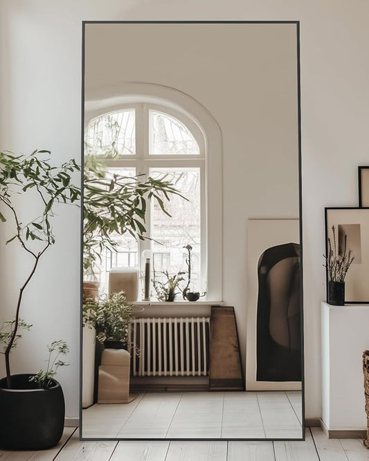 Antok Full Length Mirror, 76"x34" Floor Mirror, Floor Standing Freestanding Full Body Mirror with Stand for Bedroom, Hanging Mounted for Living Room Cloakroom, Black