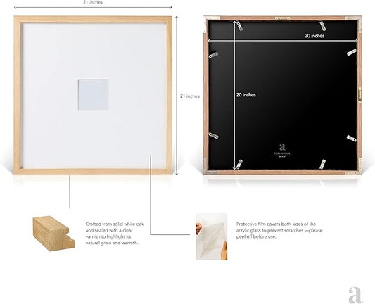 artisane home goods - Gallery Frame 1.0, Picture Frame, 20x20 White Oak, Gallery Wall Frame Set, Large Picture Frame, Oversized Mat (4x4, 4x6, and 5x7)