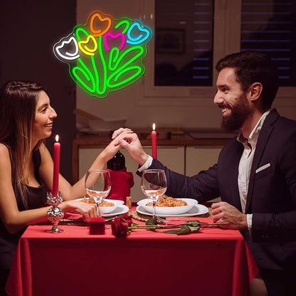 Dracey Tulip LED Neon Sign, Dimmable LED Tulip Flower Neon Light Signs, Florist Bunch Store Shop Bedroom Club Wall Decor, Gift for Mother's or Valentine's Day(13 * 11.4 in)