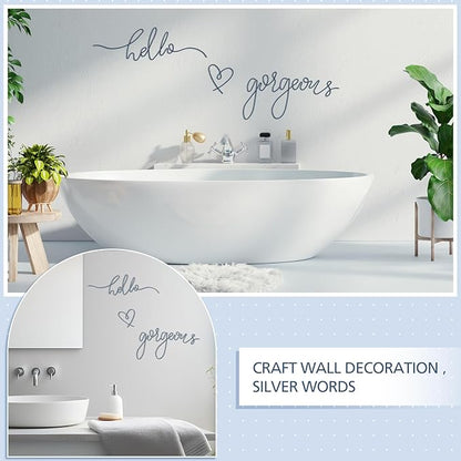 Hicarer Metal Hello Gorgeous Wall Art Minimalist Decor for Bedroom Bathroom Living Room Dressing Room Salon Office Home Decorations Easy to Install Wall Decor(Blue,Classic Style)