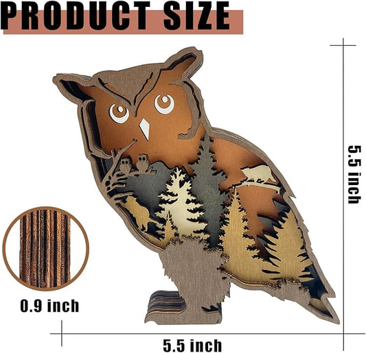 Laozai Wooden Forest Animals Owl Decor Cabin Rustic Mountain Decor Wall Decorations for Bedroom Living Room Table Decorative