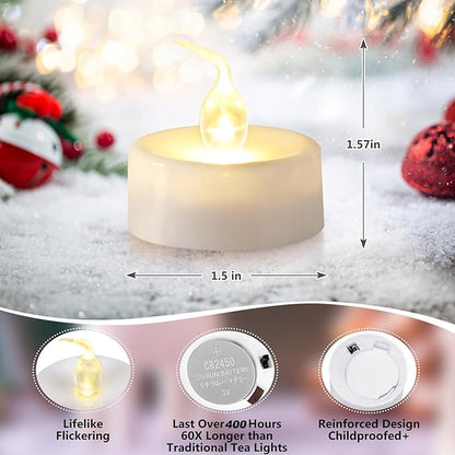 Topstone Flameless LED Candles with Remote Control - Warm White Flickering Battery Operated Candles, 400+ Hours,Timer Function, 4H/6H/8H Auto-Off,Electronic Tea Lights for Home Decor, Wedding, Party