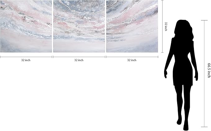 Empire Art Direct Abstract Wall Art Textured Hand Painted Canvas by Martin Edwards, Triptych, 32" x 32" each, Heavens 1