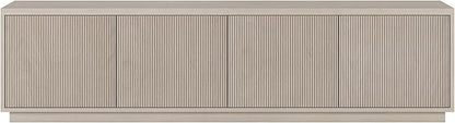 Henn&Hart Fluted TV Stand for TVs up to 85" with 2 Concealed Ribbed Storage Cabinets and Adjustable Shelves for Living Room, Family Room, or Office, Beech White