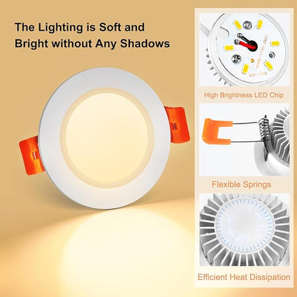 2 Inch LED Recessed Lighting, Dimmable Downlight 3W(35W Halogen Equivalent), CRI80, 2700K Ultra Warm White Ceiling Light with LED Driver (16 Pack)