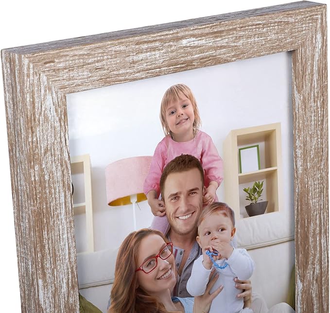 Giftgarden 5x7 Picture Frame Distressed Beige White Set of 12, Multi Rustic Wood Grain 5 by 7 Photo Frames Bulk for Wall or Tabletop Display