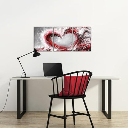 HOMEOART Bedroom Wall Art Ocean Wave Painting Love Sign Wall Decor Framed Artwork Bathroom Bedroom Living Room Decor (Red)