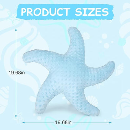 XIAIJIA Starfish Pillow Decorative Throw Pillow, 19.68x19.68 Inch Coastal Beach Pillow, Ocean Decor Beach Themed Room Accent Pillow for Couch Bed Bedroom（Blue）