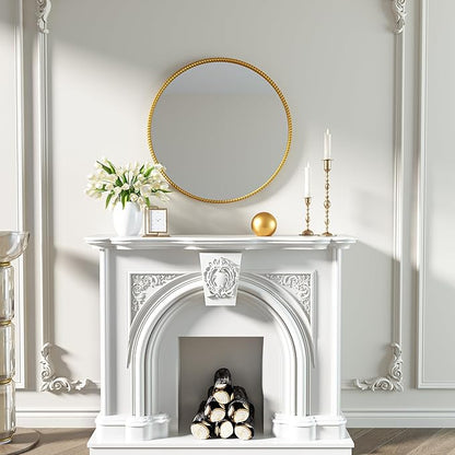 PROHOMEWARE Gold Round Bathroom Mirrors, 20 inch Circle Wall Mounted Hanging Mirror for Entryway, Living Room, Hallway, Bathroom, Bedroom