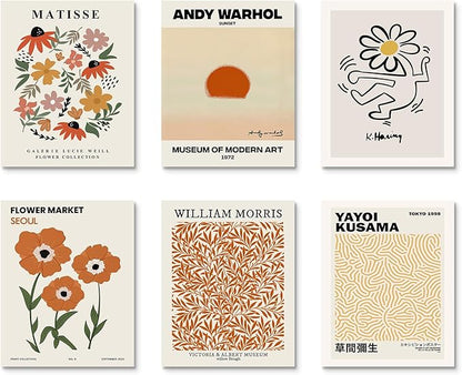 Habseligkeit Warm Matisse Wall Art Posters, Vintage Master Wall Decors,Retro Posters for Room Aesthetic Unframed, 11x14in, Set of 6