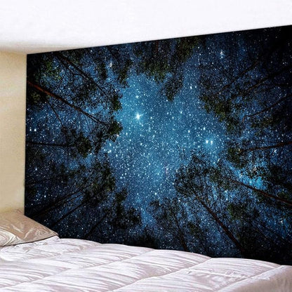 Llamazing Forest Landscape Tapestry for Living Room & Bedroom - Magic Tapestry Curtain (Looking Up at The Stars, 60''L51''W)