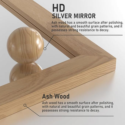 Large Brown Bathroom Mirror, Farmhouse Horizontal Rustic Square Mirror for Wall Wood Framed Vanity Mirrors, Barn Door Style Decor Living Room Entryway Bedroom Mirrors, 40x26INCH
