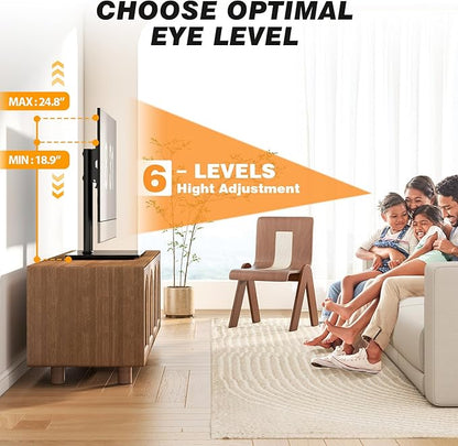 5Rcom Universal Swivel TV Stand for 27-60 inch Curved/Flat Screen TVs, Table Top TV Base Replacement Holds up to 88 lbs, Height Adjustable TV Stand Mount with Tempered Glass Base, MAX VESA 400x400mm
