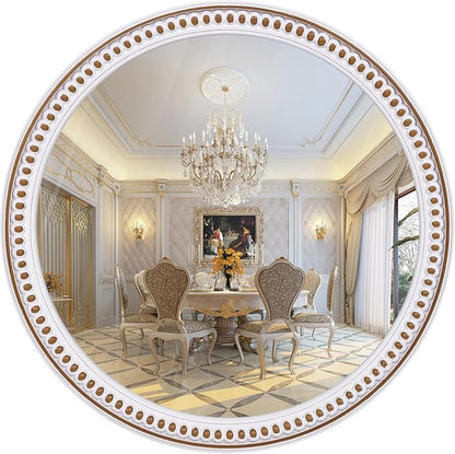HOITUZYUS 24 Inch Rustic Round Wall Mirror, Farmhouse Wooden Circle Bathroom Vanity Mirror for Entryway, Living Room, Bedroom & Hallway Home Decor