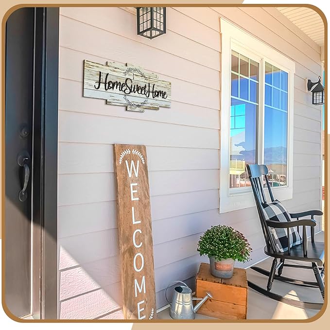 Jetec Home Sweet Home Sign, Rustic Wood Room Wall Decor, Farmhouse Plaque Wall Hanging Wooden Sign for Bedroom, Living Room, Wedding Decor(Rustic)