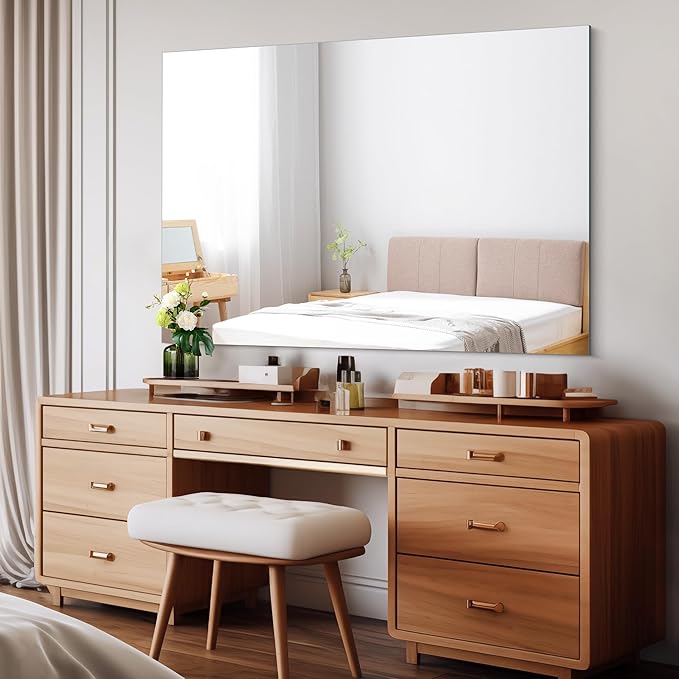 CILIBER Frameless Mirror, 36x48 Mirrors for Wall, Large Bathroom Mirror for Over Sink, Rectangle Frameless Vanity Mirror with Polished Edge, 3mm Tempered Glass, Hangs Horizontally or Vertically