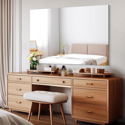 CILIBER Frameless Mirror, 36x48 Mirrors for Wall, Large Bathroom Mirror for Over Sink, Rectangle Frameless Vanity Mirror with Polished Edge, 3mm Tempered Glass, Hangs Horizontally or Vertically