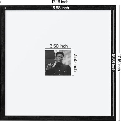 eletecpro 16x16 Picture Frames Set of 9, Classic Gallery Wall Frame Set for 4x4 Photos with Mat or 16x16 without Mat, Large Picture Frame for Art Prints, Black Poster Frames for Home Decor Wall