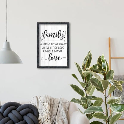 AuraPeak Family Wall Decor For Family A Little Bit Of Crazy Sign Hallway Entryway Horizontal Home Modern Positive Farmhouse Living Room Wall Hanging Art (Black 16"×10")
