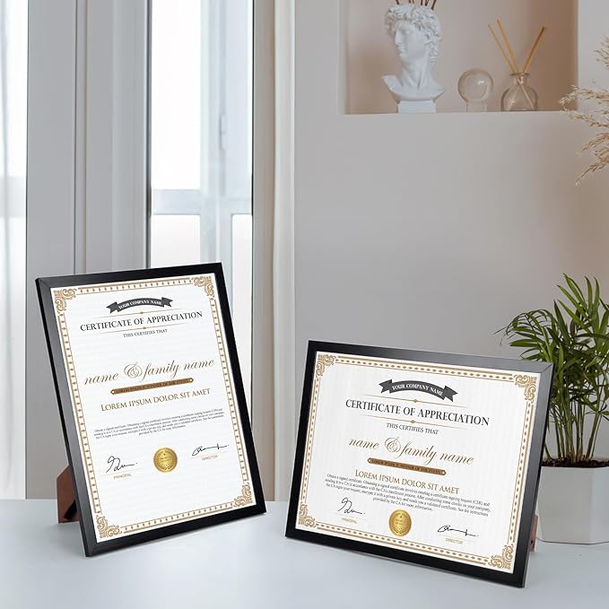 Hoikwo 18 Packs 8.5x11 Black Multi Plastic Picture Frames Set with Plastic Cover, Certificate Frames for Document Diploma Award, Light Weight Bulk 8.5 by 11 Frames Pack for Wall Hanging and Table