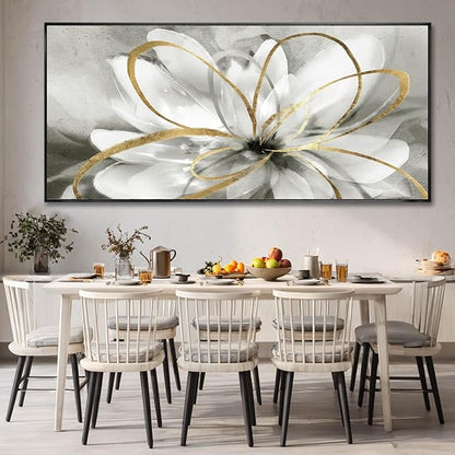SOUGUAN Modern Canvas Wall Art Flower Wall Decor Gold Line Decorative Painting 40"x86" Kitchen Pictures Home Decorations for Living Room
