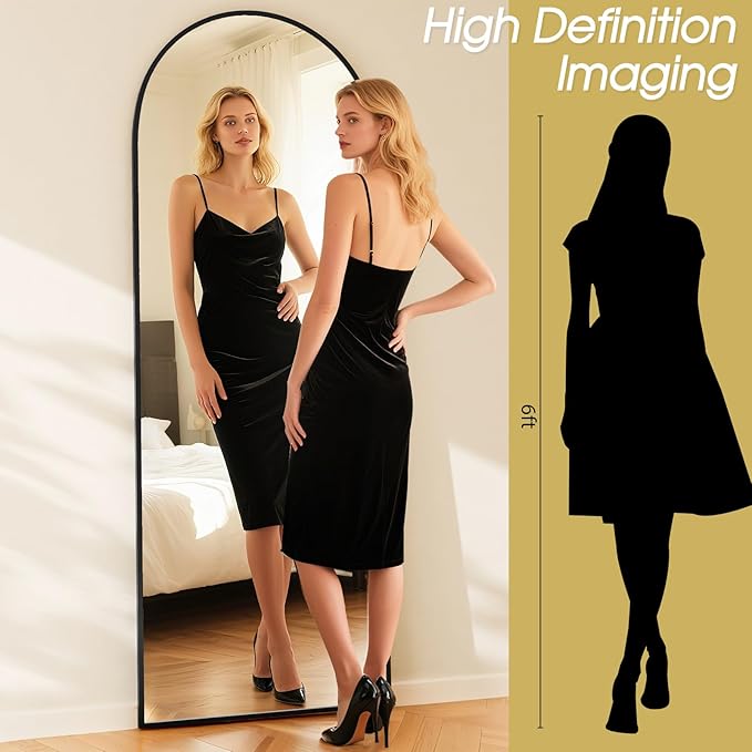 59"x16" Floor Mirror Full Length, Arched Full Length Mirror with Stand, Full Body Mirrors for Bedroom Living Room or Cloakroom Black
