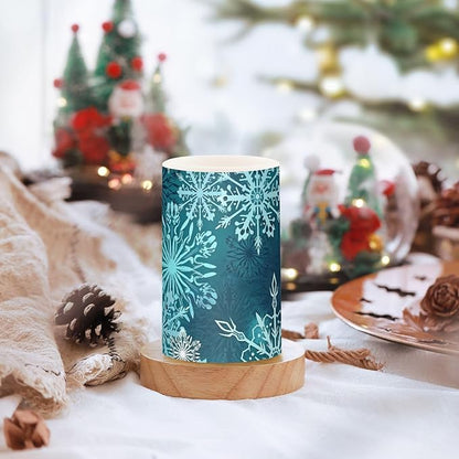 Christmas Flameless Candles Teal Blue White Snowflake Pillar Candles Set of 2 Battery Operated Remote Control Warm Lights Home Decor
