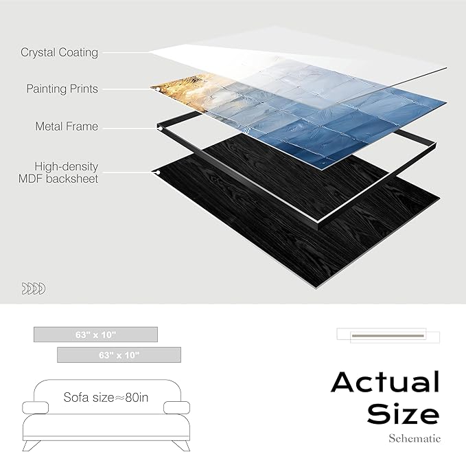 Large Framed Long Narrow Vertical Abstract Wall Art Set of 2, Premium Crystal Porcelain Canvas Prints, Neutral Abstract Modern Design - Perfect for Entryway, Hallway, Living Room, Bedroom - 63x10 inch