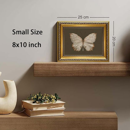 YD&YZY Gold Framed Vintage Wall Art Canvas Classical Butterfly Dark Gray Farmhouse Wall Decor Retro Moody Aesthetic Art Painting Picture Print Decor for Bedroom Bathroom 8x10 inch Small Framed