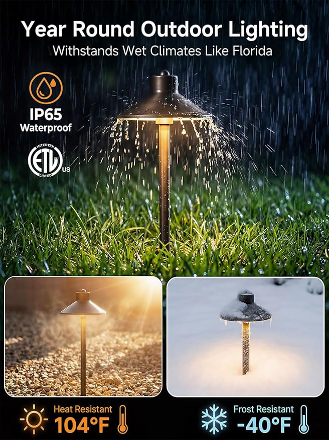 Gardenreet Brass Smart RGBCW Low Voltage Path Lights, 12v Bluetooth App Landscape Lighting, Dimmable 2700K-6500K Warm/Cool White LED G4 Bulb, Waterproof Daily Walkway Yard Garden, Bronze 12 Pack