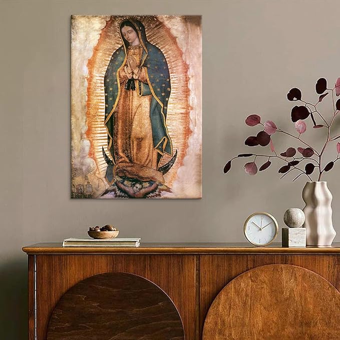 Mexico Our Lady of Guadalupe Portrait Wall Art Lamina enmarcada de Nuestra Señora de Guadalupe Painting picture Wall Decor Religion Catholic Poster Print Artwork for Altar bedroom 8x10 in Canvas