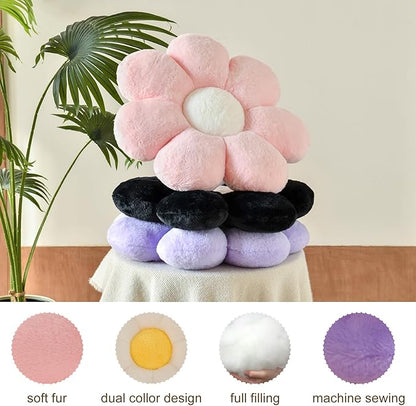 Xuyier Flower Pillow, Decorative Throw Pillow, 14.9“ Cute Daisy Pillow, Aesthetic Fun Decor Pillows for Bed, Flower Shaped Accent Cozy Pillow for Couch