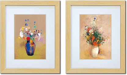 8x10 Picture Frame Made of Solid Wood Photo Frame with Real Glass for Pictures 5x7 with Mat or 8x10 Without Mat, Wall Mount or Tabletop Gallery Photo Frames,Natural,2 Pack