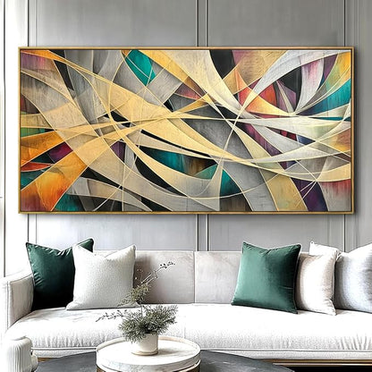 Wall Art - Framed Modern Canvas Abstract Painting for Living Room, Bedroom Home Office Decor, 40x20 Inch Ready to Hang
