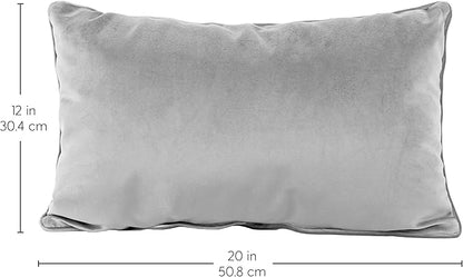 FDP 12" x 20" Velvet and Vinyl Rectangle Lumbar Pillow Set with Piping Decorative Throw Pillow for Home Décor in Living Room, Bedroom or Lounge (2-Pack) - Sterling, 15163-344