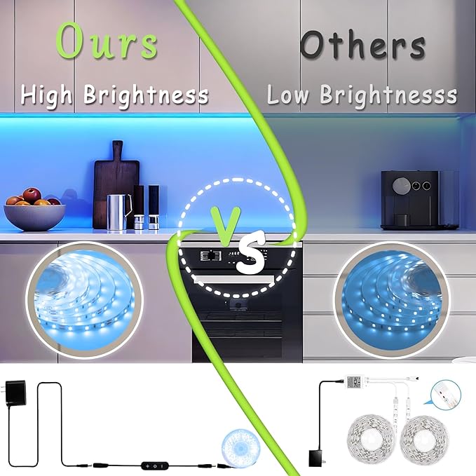 Blue 50 Feet Led Lights Strip Indoor Rope Lights Easy DIY Cuttable Strip Lights for Fish Tank Bar Room Bathroom Living Room Kitchen Ceiling Wall Vanity Mirror Decor