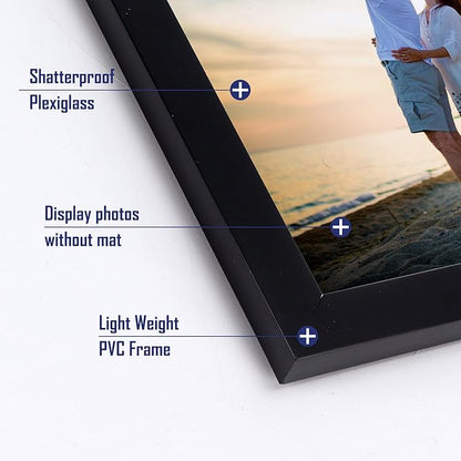 Hoikwo 18 Packs 3.5x5 Black Multi Plastic Picture Frames Set with Plastic Cover for Family Photos, Artwork, Light Weight Bulk Frames Pack for Wall Hanging and Table, Stylish Picture Frames