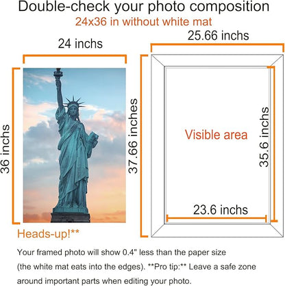 SESEAT 24x36 Frame Rustic Brown Set of 6, Gallery Poster Picture Frames for Wall Mounting
