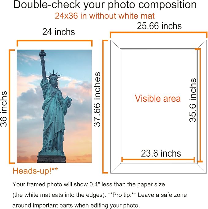 SESEAT 24x36 Picture Frame Black Set of 6, Display Pictures 24x36 Without Mat for Wall Mounting, Wall Gallery Poster Frames