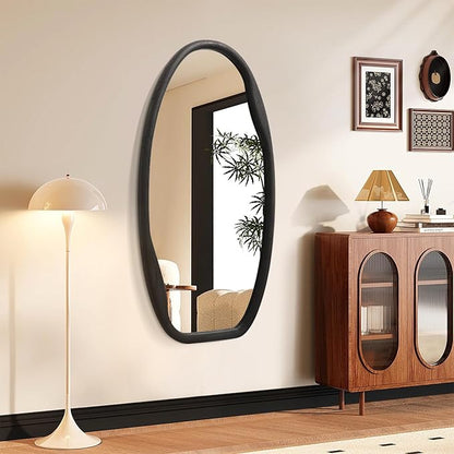 JJUUYOU Irregular Wall Mirror Black Wood Frame Mirrors for Wall 40"X20" Large Asymmetrical Hanging Mirror Modern Horizontal or Vertical Mirrors for Living Room Bathroom Entryway Bedroom Farmhouse