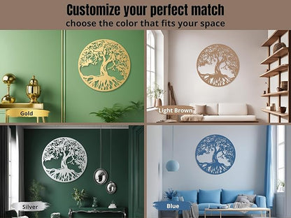 Vailla Tree Ring Wall Art Wall Art 3D Wooden Wall Decor Round Wood Hanging Sculpture Modern Home Decoration Textured Sculptures for Living Room Bedroom Office Dinnig Room Family Tree Wall Decor